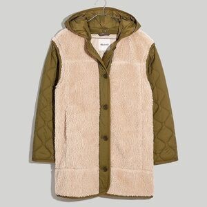 J Crew Convertible Quilted Faux-Shearling Jacket NG662